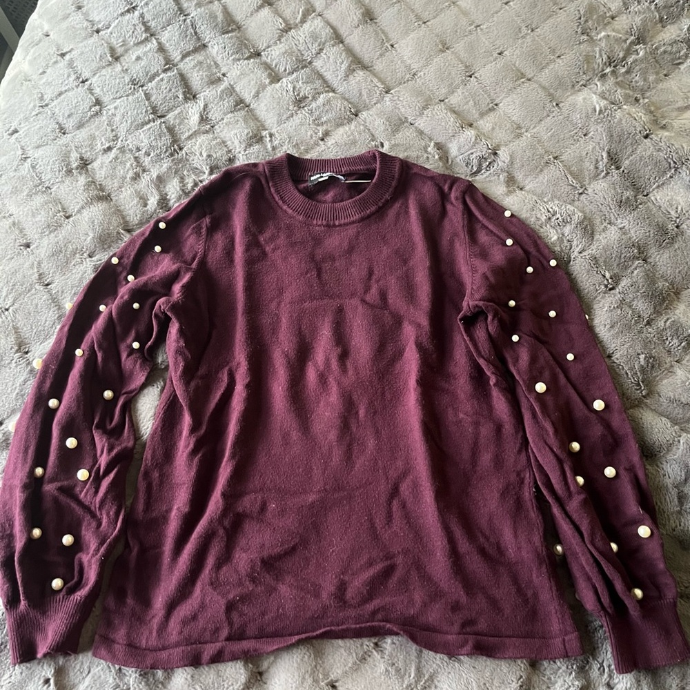 Karl Lagerfeld Deep Burgundy Knitwear with pearls